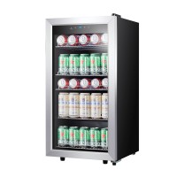 Kalamera Mini Beverage Refrigerator Freestanding- 120 Cans Capacity Beverage Cooler- for Soda, Water, Beer or Wine - for Kitchen or Bar with White Interior Light